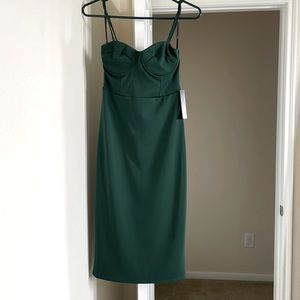 Lulu’s Dark Green Bustier Bodycon size XS